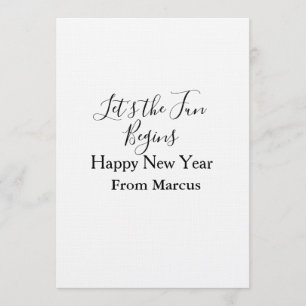 lets the fun begins happy new year name year simpl invitation