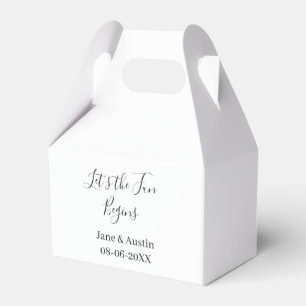 lets the fun begins wedding couple name date simpl favour box
