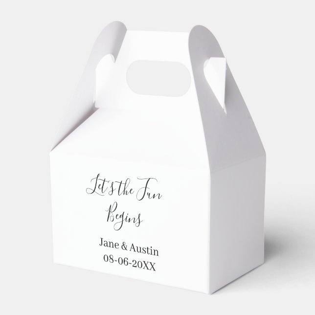 lets the fun begins wedding couple name date simpl favour box (Front Side)