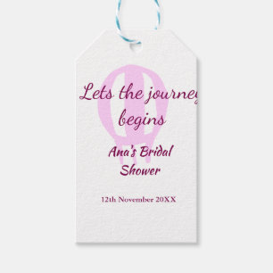 lets the journey begins bridal shower add name pin gift tags