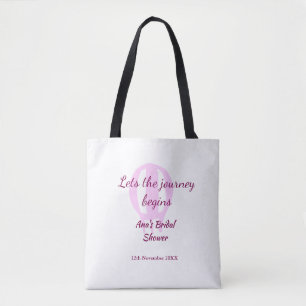 lets the journey begins bridal shower add name pin tote bag
