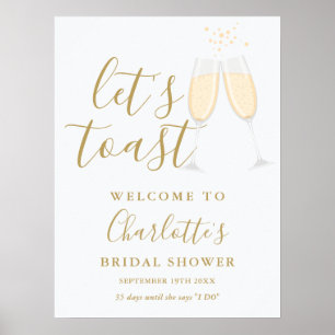 Let's Toast Bridal Shower Gold Welcome Sign