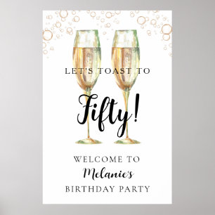 Let's Toast Champagne Birthday Welcome Poster