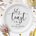 Let's Toast Chic Calligraphy Engagement Party Paper Plate<br><div class="desc">A stylish calligraphy engagement party paper plate. Easy to personalise with your details. CUSTOMIZATION: If you need design customisation,  please contact me through chat; if you need information about your order,  shipping options,  etc.,  please get in touch with Zazzle support directly.</div>