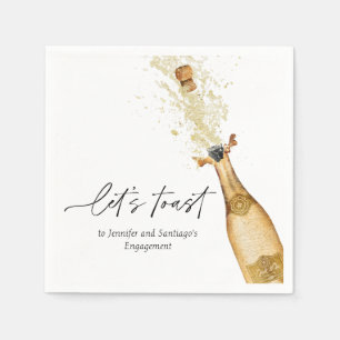 Let's Toast Couples Engagement Party Paper Napkins