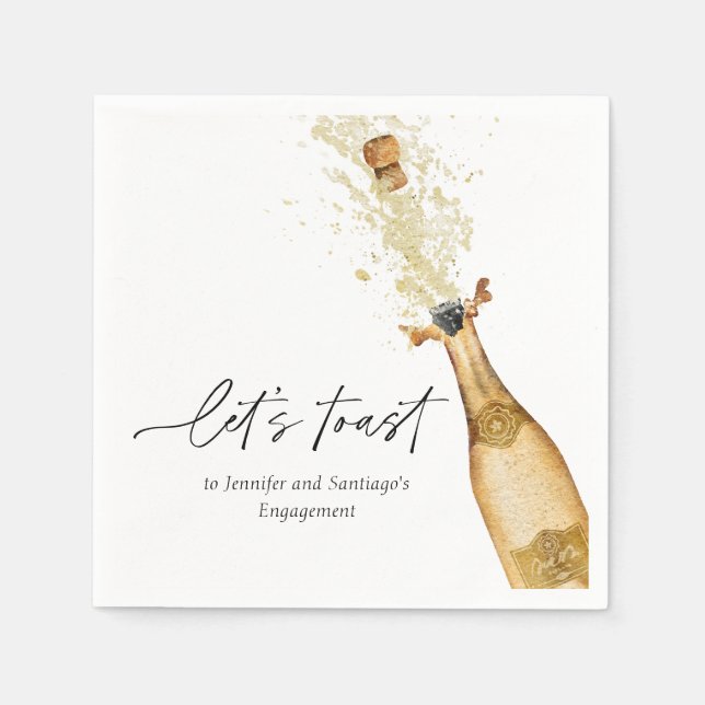 Let's Toast Couples Engagement Party Paper Napkins (Front)