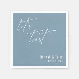 Let's Toast Elegant Simple Wedding Dusty Blue Napkin