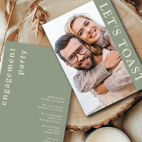 Let's Toast Green Cream Photo Engagement Party