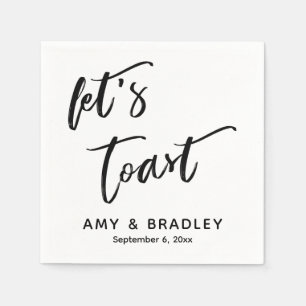 Let's Toast Handwriting Typography Wedding Napkin
