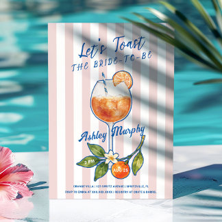 Let's Toast Orange Spritz Bridal Shower Invitation