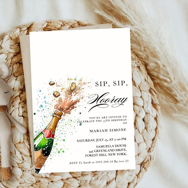 Let's Toast Pink Champagne Bottle Bridal shower Invitation (Creator Uploaded)