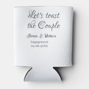 Let's toast the couple engagement party name date can cooler