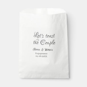 Let's toast the couple engagement party name date favour bags