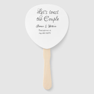 Let's toast the couple engagement party name date hand fan
