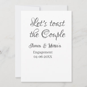 Let's toast the couple engagement party name date invitation