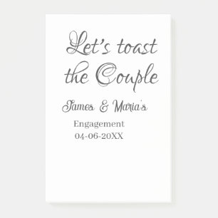 Let's toast the couple engagement party name date post-it notes