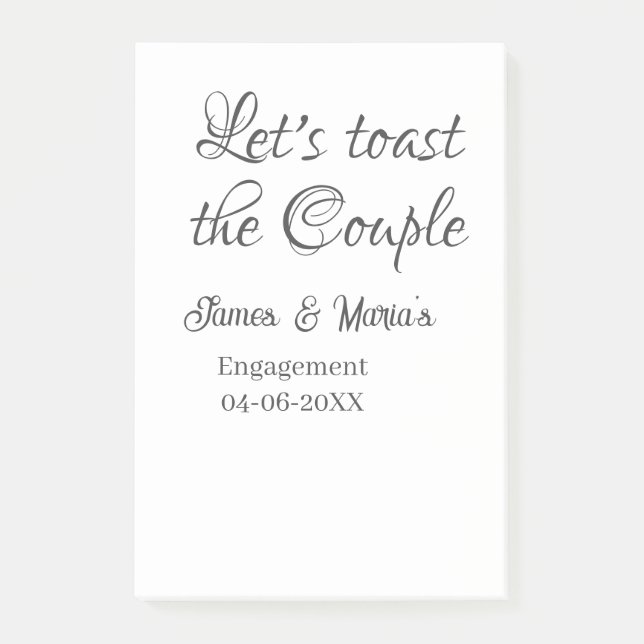 Let's toast the couple engagement party name date  post-it notes (Front)