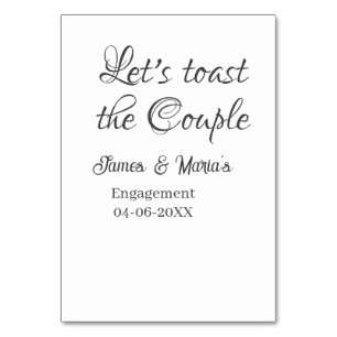 Let's toast the couple engagement party name date  table number