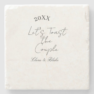Let's toast the couple engagement wedding party ye stone coaster