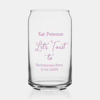Let's toast to BACHELORETTE PARTY NAME DATE PURPLE Can Glass