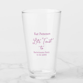 Let's toast to BACHELORETTE PARTY NAME DATE PURPLE Glass