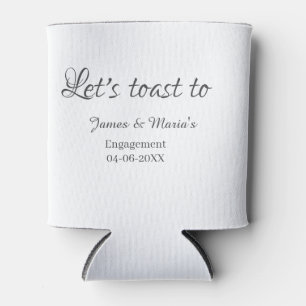 Let's toast to engagement party name date elegant can cooler
