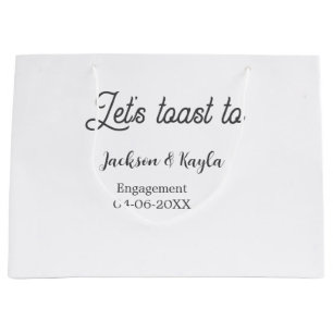 Let's toast to engagement party name date elegant large gift bag