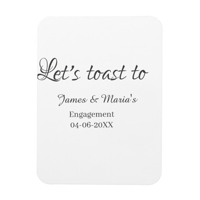 Let's toast to engagement party name date elegant  magnet (Vertical)