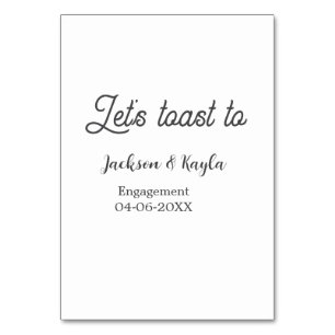Let's toast to engagement party name date elegant table number