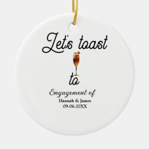 Let's toast to engagement party name date glass ceramic tree decoration