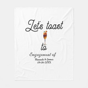 Let's toast to engagement party name date glass fleece blanket