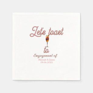 Let's toast to engagement party name date glass napkin