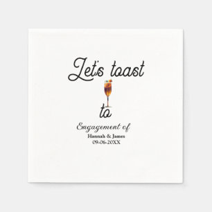 Let's toast to engagement party name date glass napkin