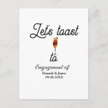 Let's toast to engagement party name date glass