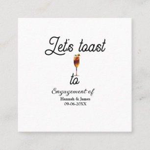 Let's toast to engagement party name date glass square business card