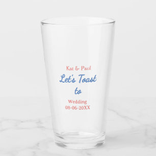 Let's toast to wedding add name date simple couple glass