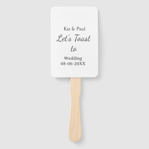 Let's toast to wedding add name date simple couple hand fan