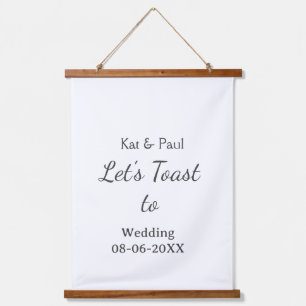 Let's toast to wedding add name date simple couple hanging tapestry