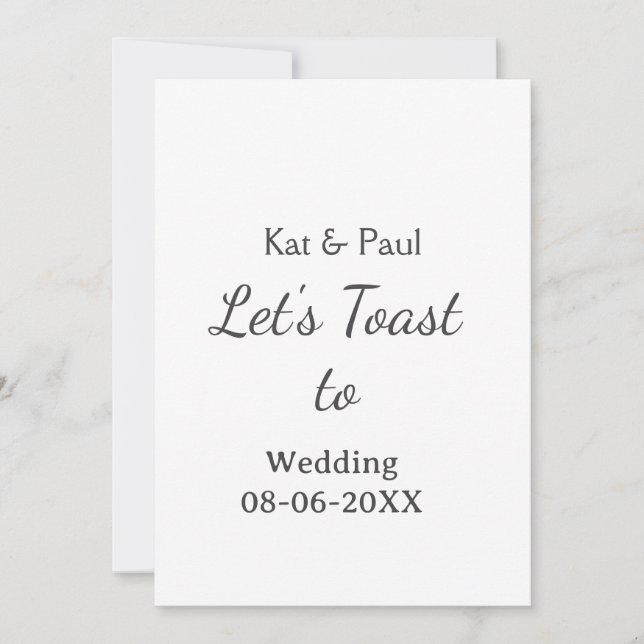 Let's toast to wedding add name date simple couple invitation (Front)