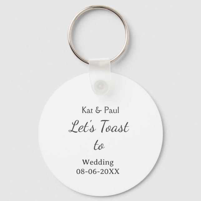 Let's toast to wedding add name date simple couple key ring (Front)