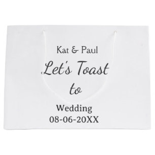 Let's toast to wedding add name date simple couple large gift bag