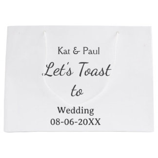 Let's toast to wedding add name date simple couple large gift bag