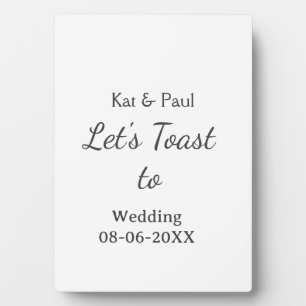 Let's toast to wedding add name date simple couple plaque