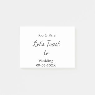 Let's toast to wedding add name date simple couple post-it notes