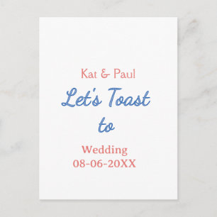 Let's toast to wedding add name date simple couple postcard
