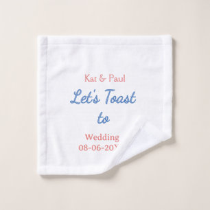 Let's toast to wedding add name date simple couple wash cloth
