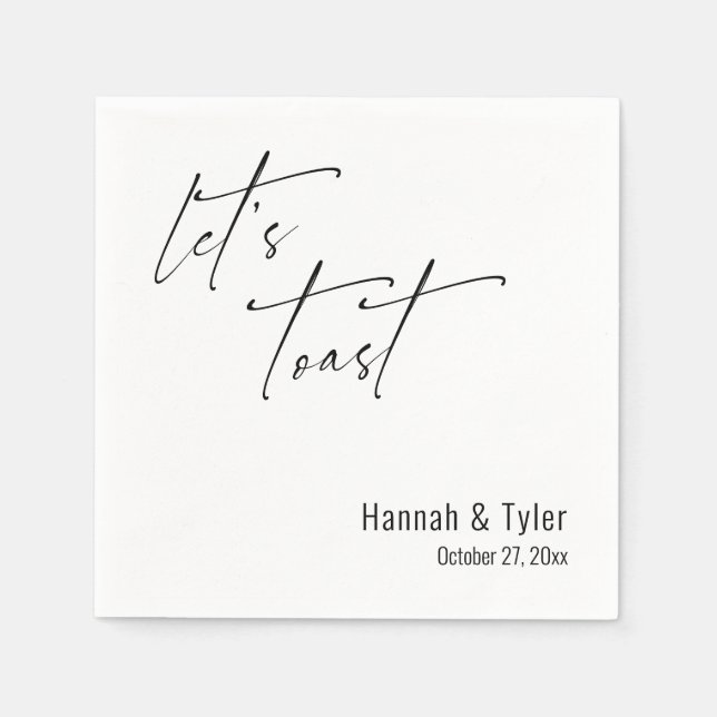 Let's Toast Wedding Cocktail Napkin Elegant Script (Front)