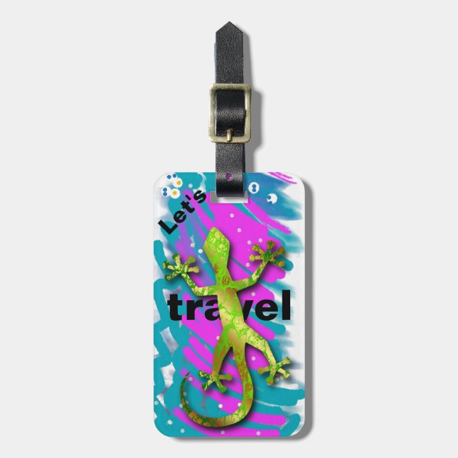 Let's Travel Gecko Luggage Tag (Front Vertical)