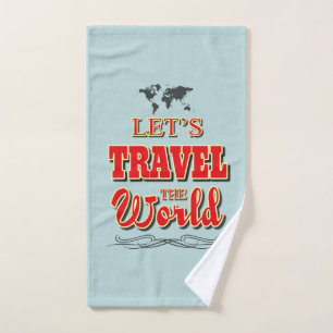 Let's travel the world bath towel set
