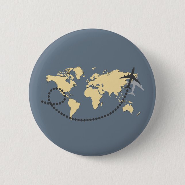 Let's travel the world illustration 6 cm round badge (Front)